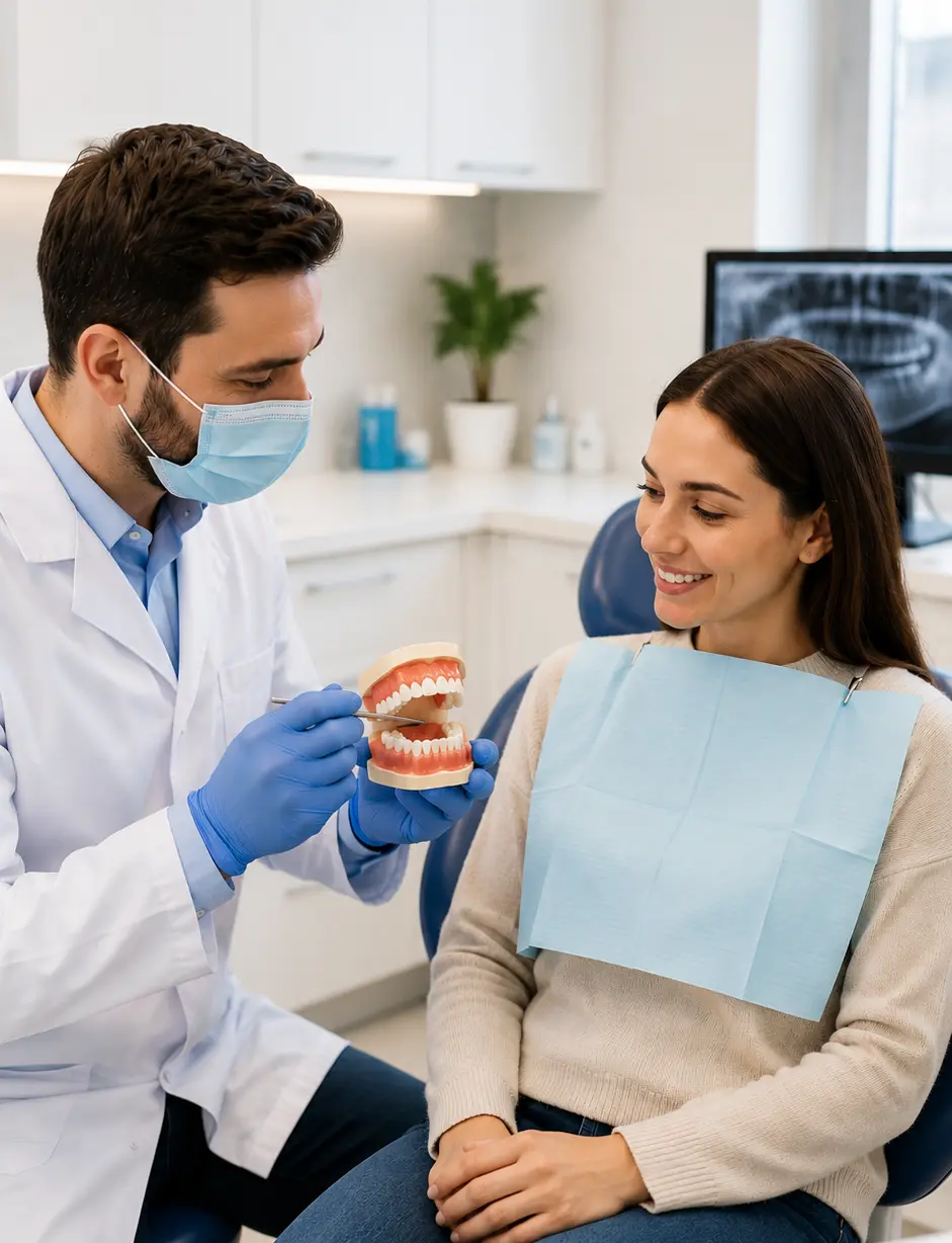 Dentist Demonstrating Dental Model to Patient