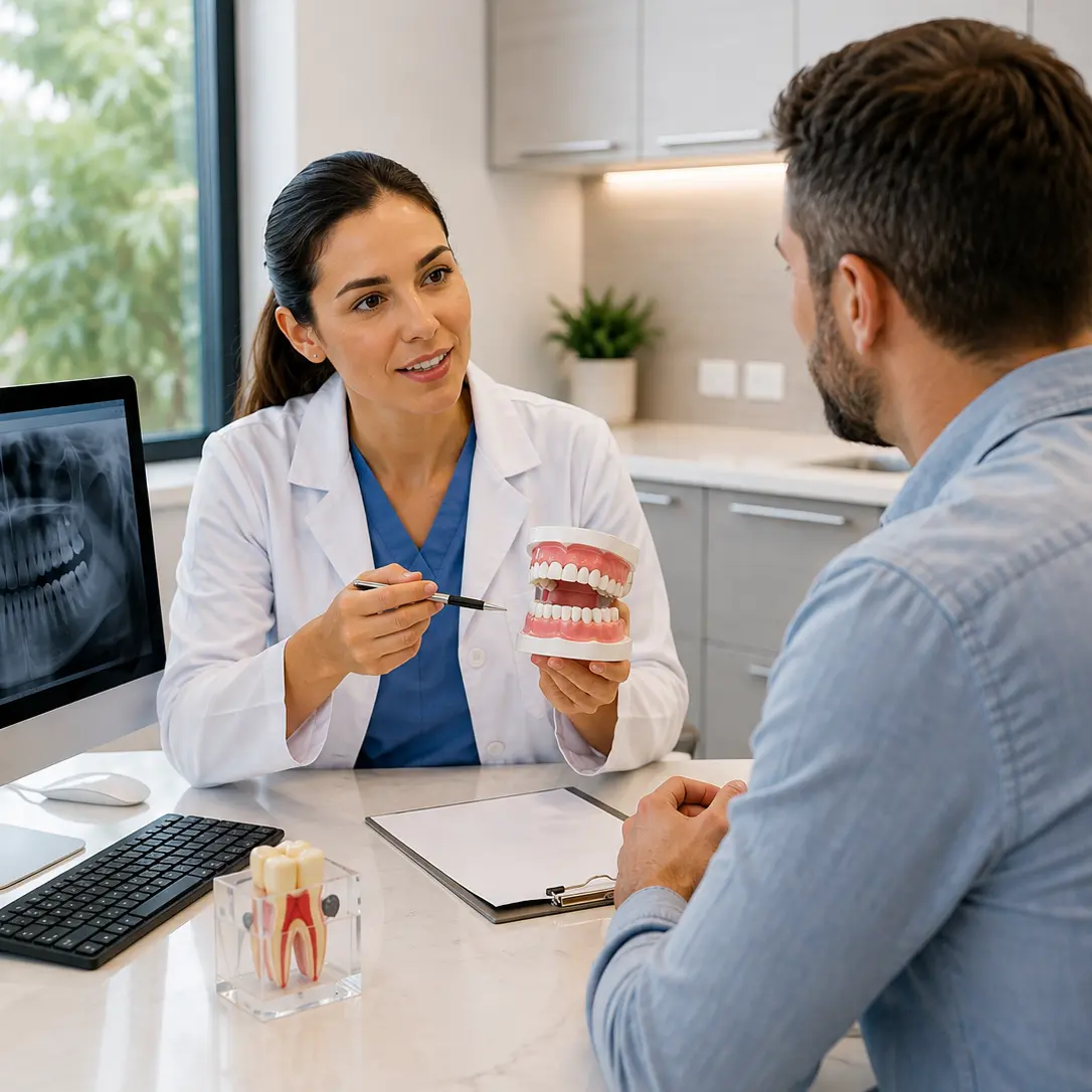 Modern Dental Consultation with Jaw Model